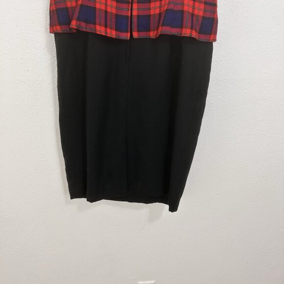 VTG 80s Red Tartan Plaid Jumper Vest Dress Sz 4 Preppy Academia Goth School Girl - Picture 14 of 14